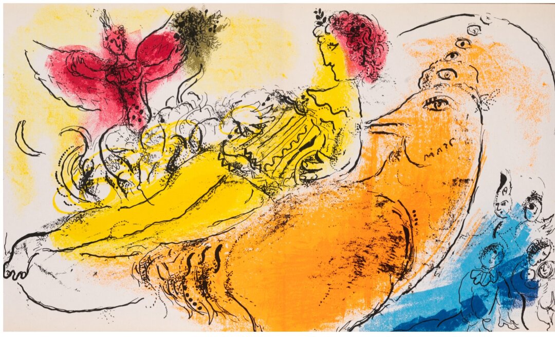 Марк Шагал. Аккордеонист (из серии «Chagall. Lassaigne»). 1957 / ALTMANS GALLERY