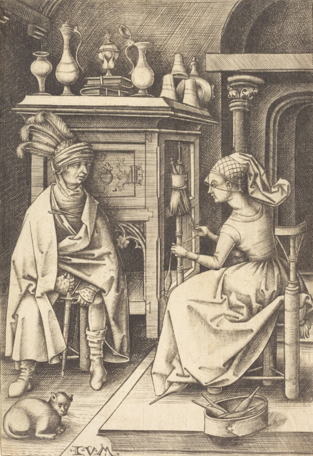 Израэль фон Мекенем. Визит к прядильщице. 1495-1503