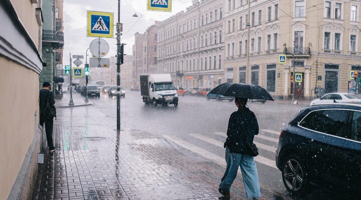 Дождь со снегом в городе